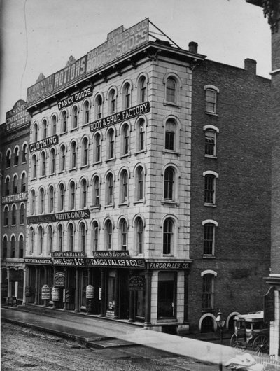 Storefronts at 40-46 Randolph Street, Chicago, c.1869 by American Photographer